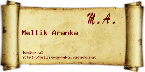 Mellik Aranka névjegykártya